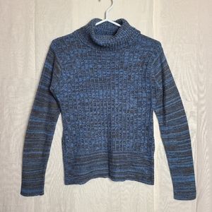 George Women's Blue Black Heathered Cowl Neck Long Sleeves Knit Sweater